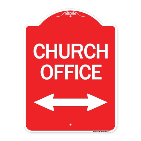 Signmission Church Parking W/ Bidirectional Arrow, Red & White Aluminum Sign, 18" x 24", RW-1824-24273 A-DES-RW-1824-24273